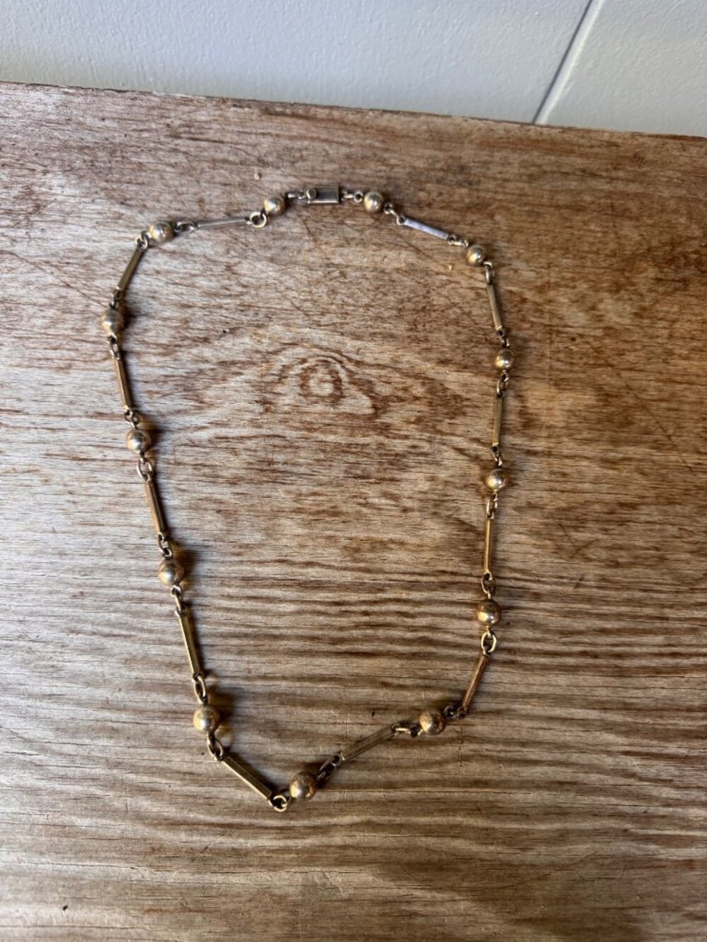 Mexico TS-115 Sterling Silver Necklace 925 Taxco Modernist Ball Bar Link 63g